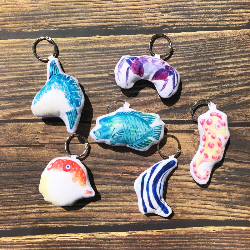其他魚魚-吊飾小娃娃鑰匙圈 - 鑰匙圈/鑰匙包 - 棉．麻 