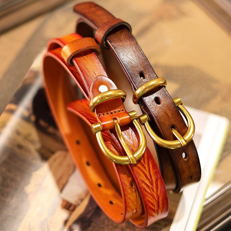 American retro Italian imported top layer cowhide belt - เข็มขัด - หนังแท้ หลากหลายสี