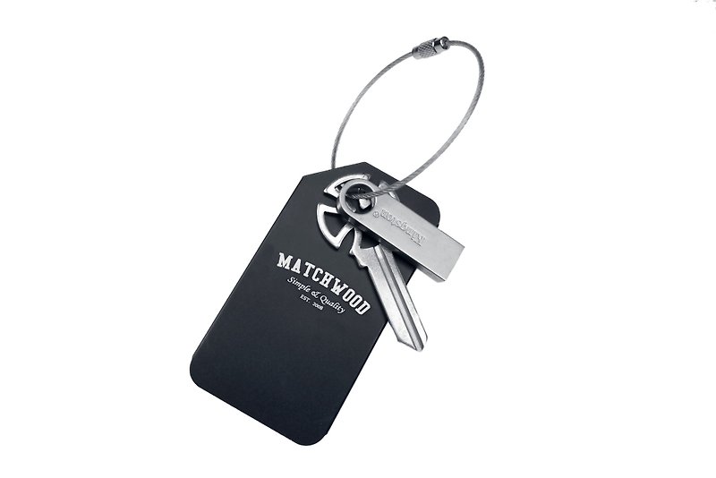 金屬行李吊牌/鑰匙圈 Matchwood Luggage Tag 消光黑 - 鑰匙圈/鑰匙包 - 其他材質 