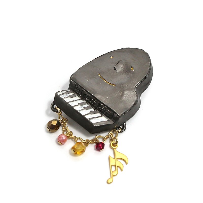Piano Sonata Pin Brooch PB106 - Brooches - Other Metals Black