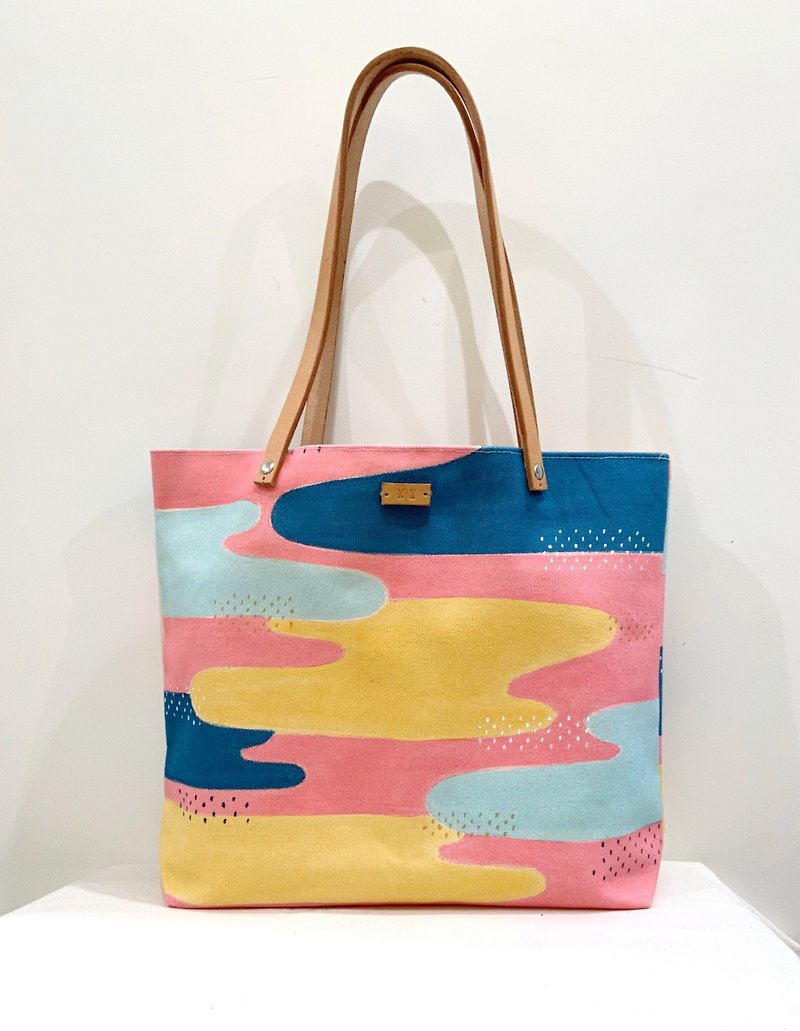 [Hand-painted] Artist's painted series-cowhide tote side backpack canvas bag (painted fairy tale A) - กระเป๋าถือ - ผ้าฝ้าย/ผ้าลินิน หลากหลายสี