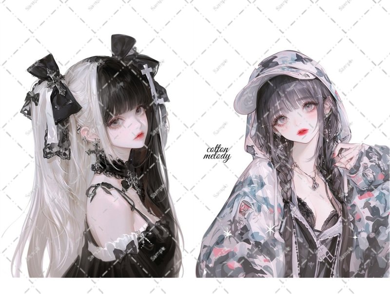 original sticker no.5698 人物ステッカー オリジナルステッカー 人物ステッカー 女の子ステッカー オリジナル人物ステッカー - 貼紙 - 紙 