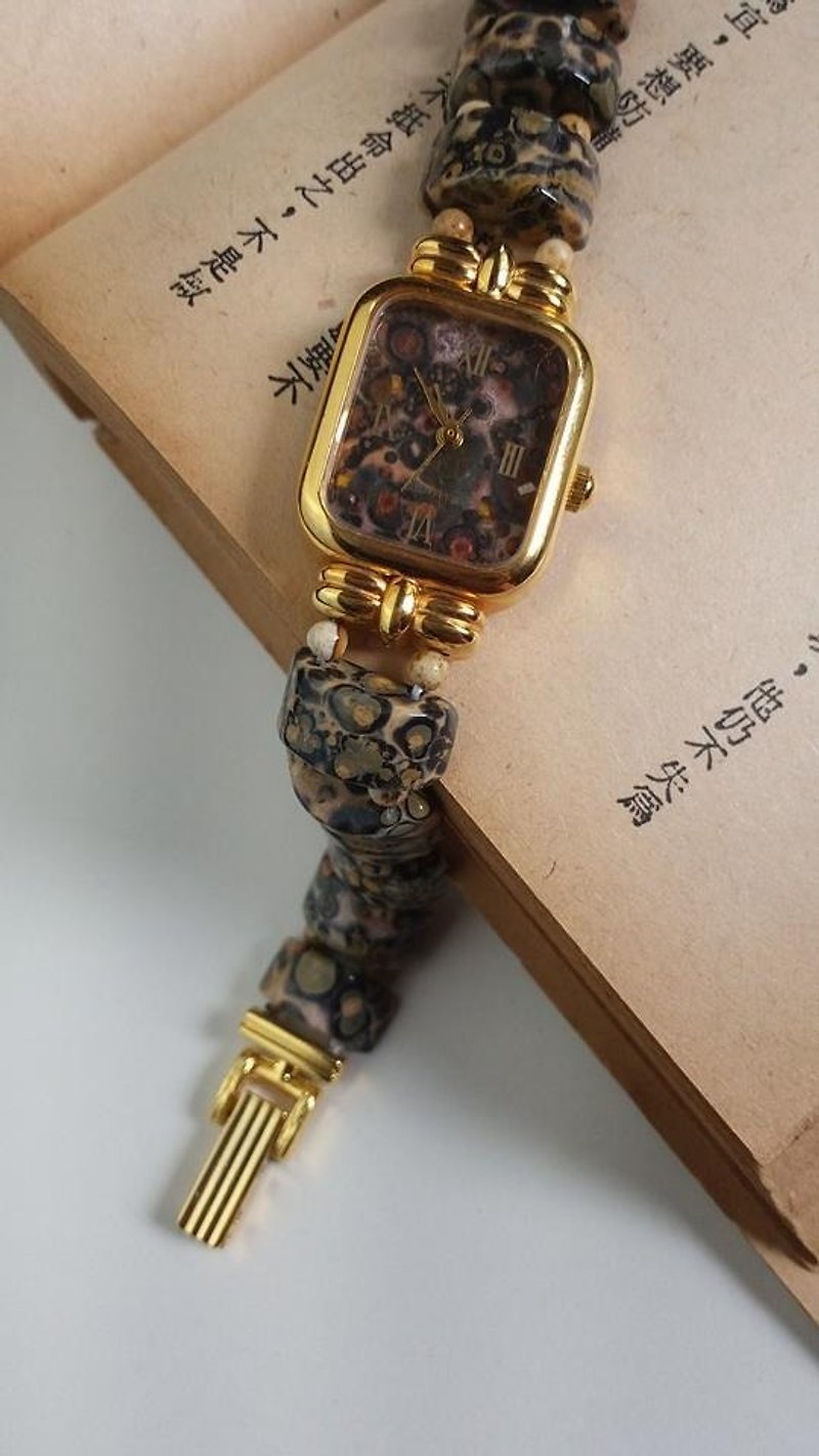 ] [Lost and find antique models natural stone Leopard Stone watches - Women's Watches - Gemstone Multicolor