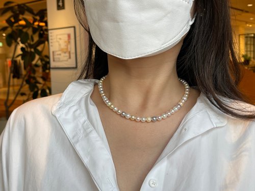 KOKO PEARL JEWELRY 獨一無二 日本產 akoya珍珠項鍊 糖果色珠串 7.5-8mm 海水珍珠