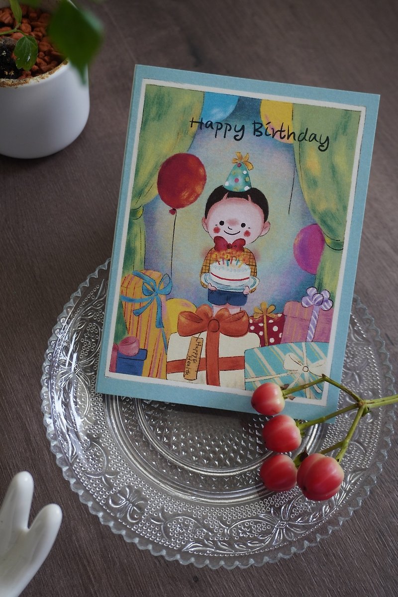 [Greeting Card Series] Birthday Card Cute Boy Wish Happy Birthday Happy Birthday Card - การ์ด/โปสการ์ด - กระดาษ 