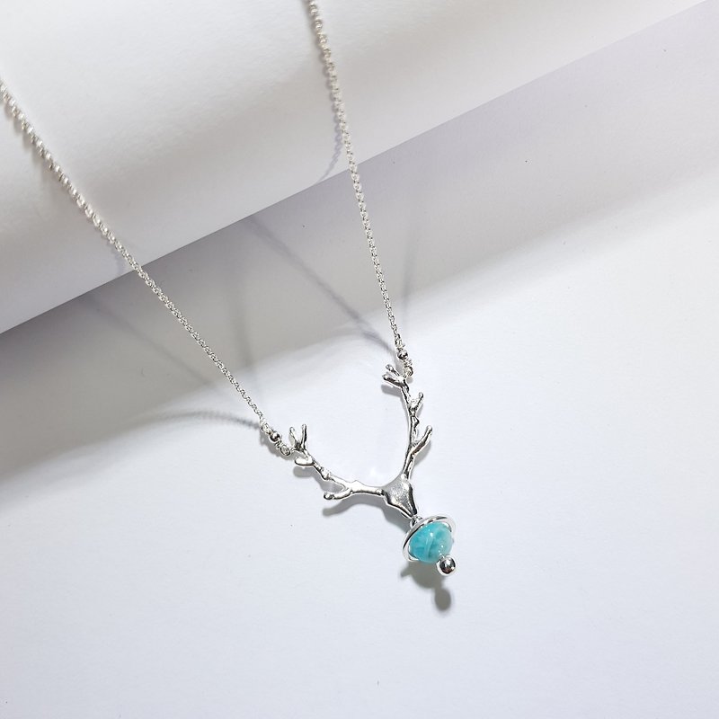 Silver Elk Little Planet Tianhe Stone 925 Sterling Silver Necklace - สร้อยคอ - เงินแท้ สีน้ำเงิน