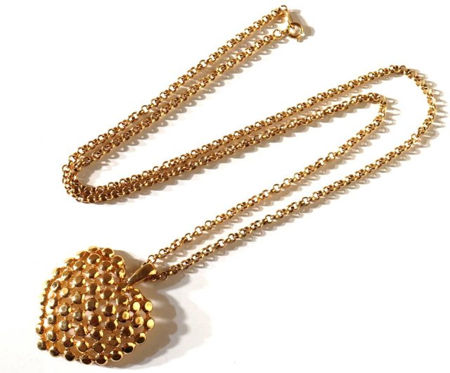 Trifari 70s vintage gold heart pendant necklace - Shop panic-art 