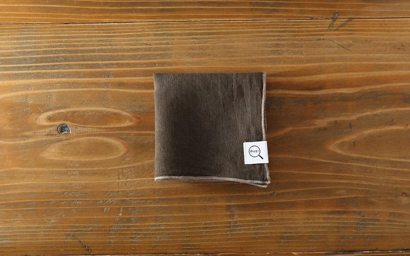 Plant dyeing organic linen handkerchief Tokiiro × dark gray - Other - Cotton & Hemp Brown