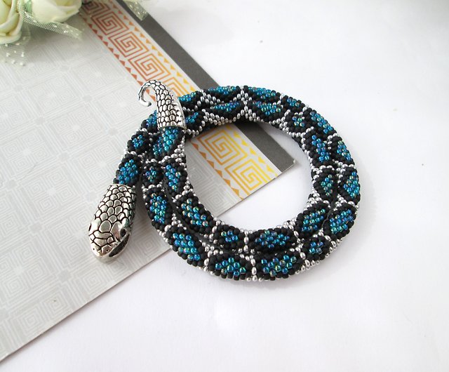 Turquoise snake bracelet for women , Ouroboros jewelry, Serpent bracelet -  Shop IrisBeadsArt Bracelets - Pinkoi