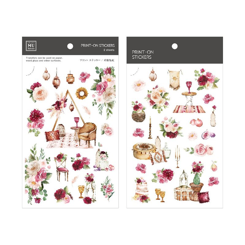 【Print-On Stickers 轉印貼紙】no.110-勃根地紅屋 | 花草系列 - 貼紙 - 其他材質 紅色