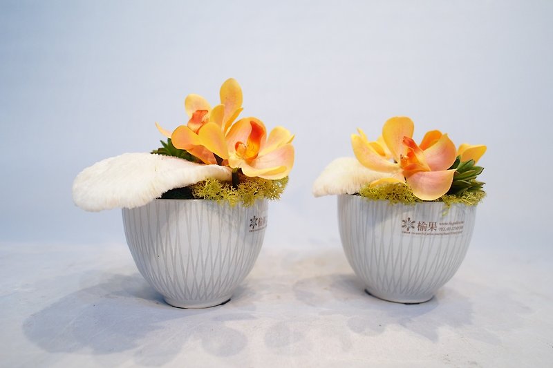造花の飾り - サンゴオレンジ花のピースバンダイ - 観葉植物 - その他の素材 オレンジ
