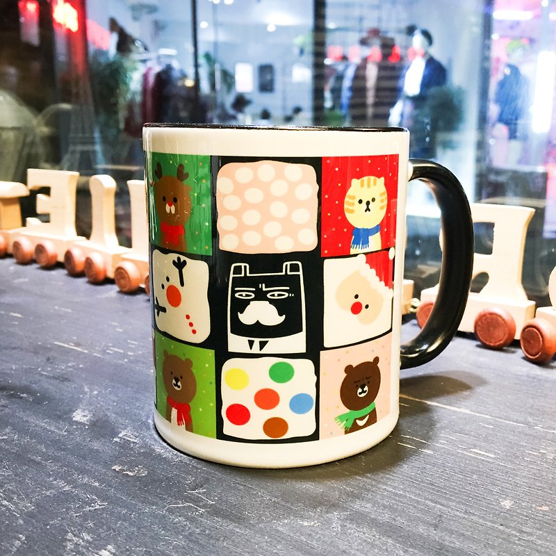 Santa block mug - Mugs - Pottery Multicolor