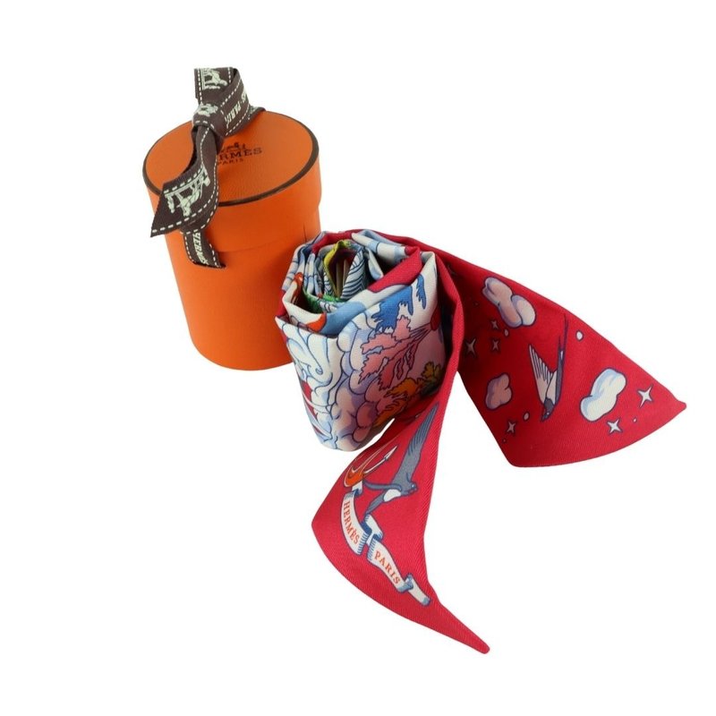 エルメス ツイリー  レッド - 01445 - 絲巾 - 絲．絹 紅色