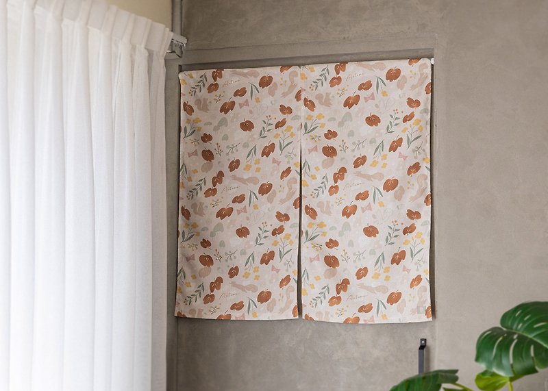[Autumn Poetry-Printed Door Curtain] Imitation Cotton Material / Split Door Curtain / Impression of Four Seasons - Doorway Curtains & Door Signs - Polyester Brown
