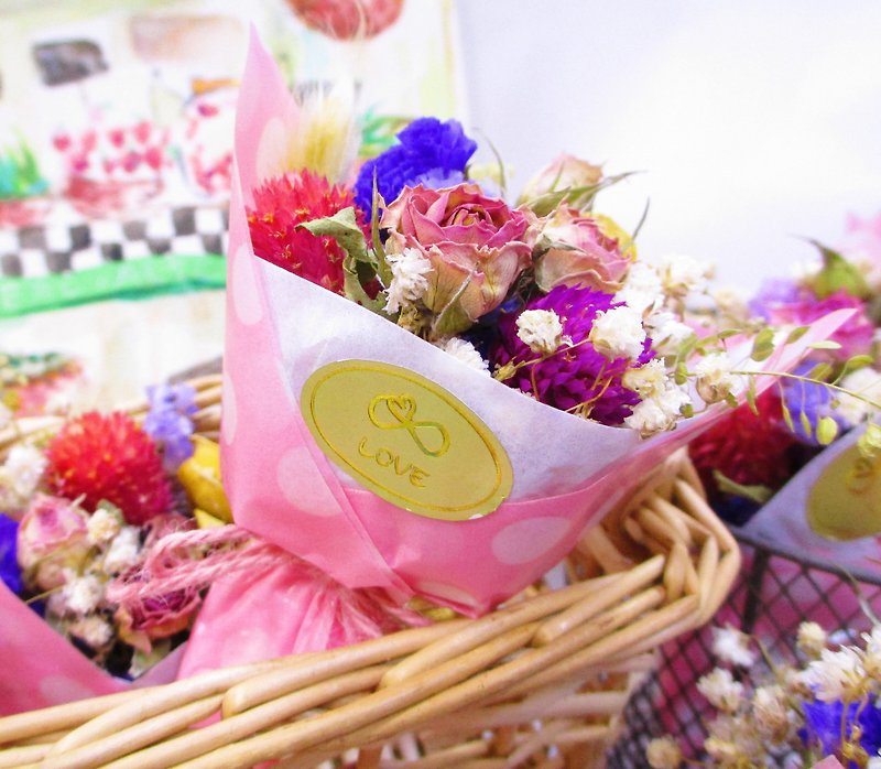❤【可愛いピンク─手のひら小さな花束は]❤（個別包装透明の袋内の各バンドル）を乾燥させた花の結婚式小さな結婚式は、誕生日プレゼント探査部屋Waipaiの結婚式の写真ラスティックスタイルを配置しました - 観葉植物 - 寄せ植え・花 