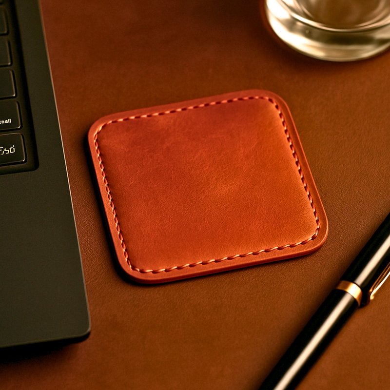 Leather Coaster Set, Custom Leather Coaster Set, Coaster Set, Personalized Coast - 杯墊 - 真皮 