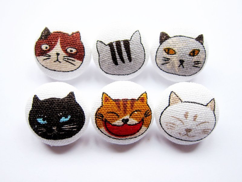 Cloth button knitting sewing handmade material cat button DIY material - เย็บปัก/ถักทอ/ใยขนแกะ - ผ้าฝ้าย/ผ้าลินิน สีนำ้ตาล