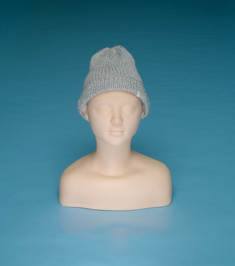 輕薄 - 灰白 LT01 手工編織毛帽 - 帽子 - 羊毛 白色