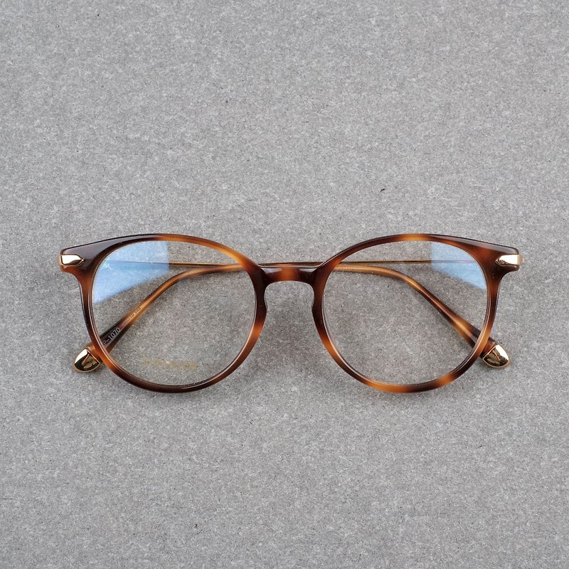 板材鈦金屬鏡腿 玳瑁金 輕量框 眼鏡 鏡框 - 眼鏡/眼鏡框 - 其他金屬 橘色