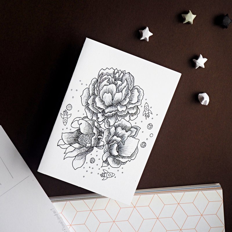 Galatic floral postcard - 卡片/明信片 - 紙 黑色