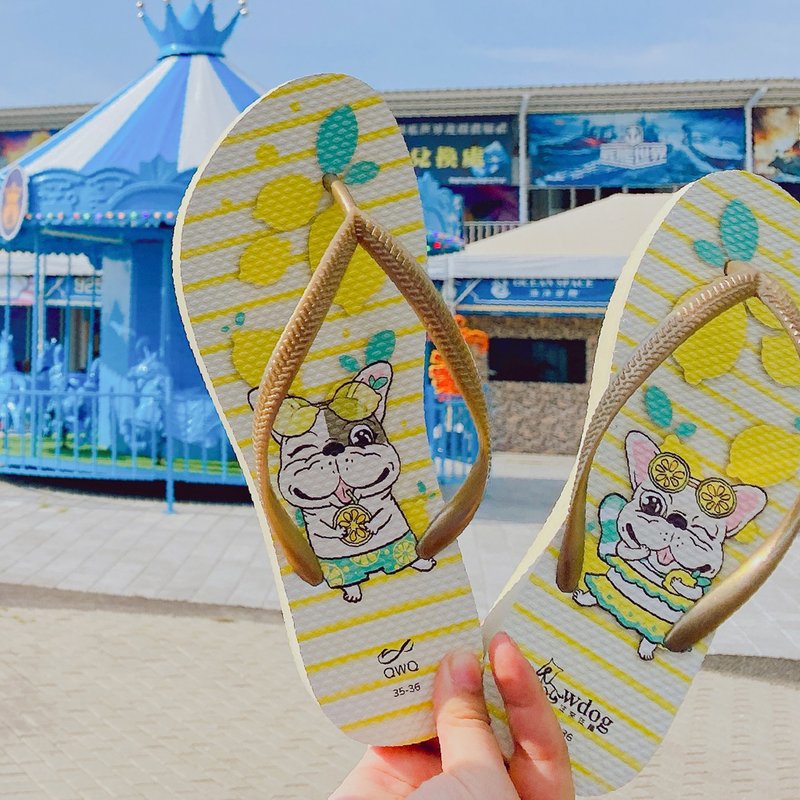 Girls' Dog Fighting Flip-Flop Soft Q-Non-Slip Couple Shape Flip-Flops Wang Lai Wang Qu Xiao Ning - รองเท้าแตะ - ยาง หลากหลายสี