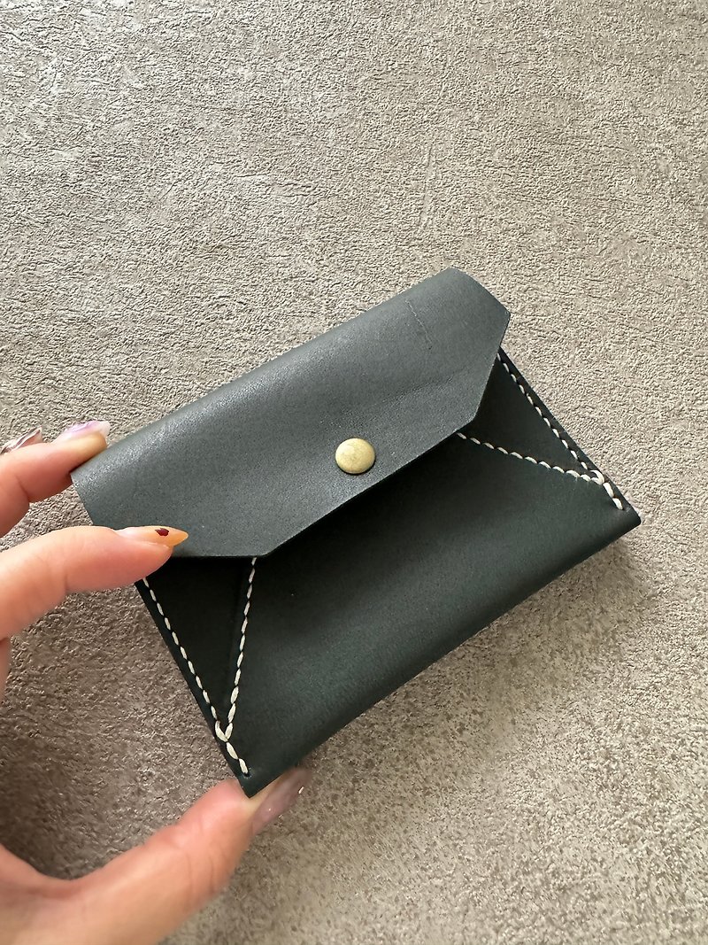 [Refurbished] Dark green double-layer sandwich wallet wallet - กระเป๋าสตางค์ - หนังแท้ สีเขียว