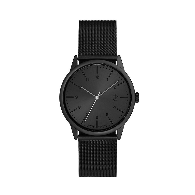 Rawiya系列 黑錶盤 - 黑米蘭帶可調式 手錶 - 男錶/中性錶 - 不鏽鋼 黑色