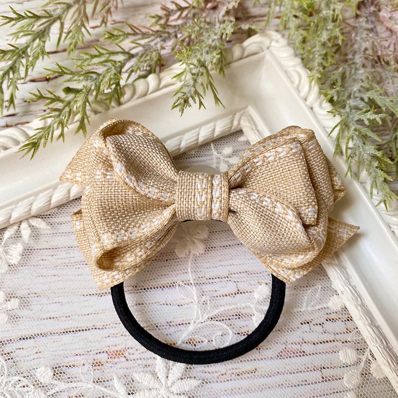 Small fresh Linen jumper ribbon bow tie hair/linen