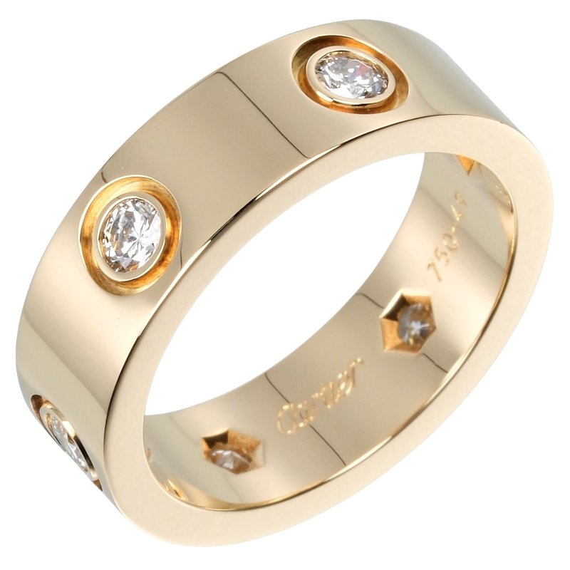 【日本直送】カルティエ CARTIER ラブ 9号 リング 指輪 K18YG イエローゴールド 6Pダイヤモンド 約7.61g【中古】Aランク - 戒指 - 貴金屬 金色
