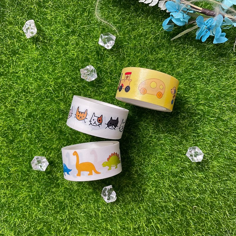 Paper tape | Hand-painted paper cat dinosaur building block toy tape