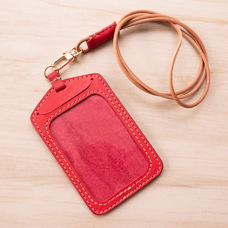 ID Card Holder / 缺皮CHAPI - ID & Badge Holders - Genuine Leather Red