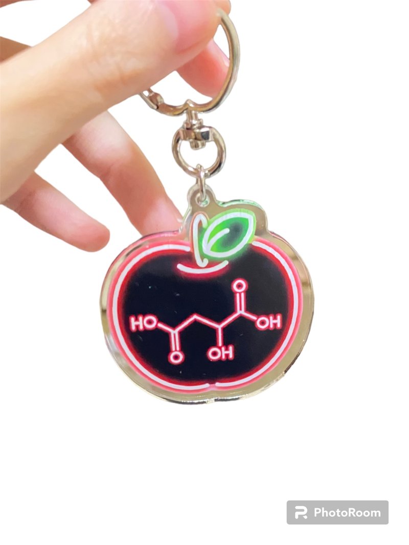 Structural Formula Keychain Apple/Malic Acid - Keychains - Acrylic Red