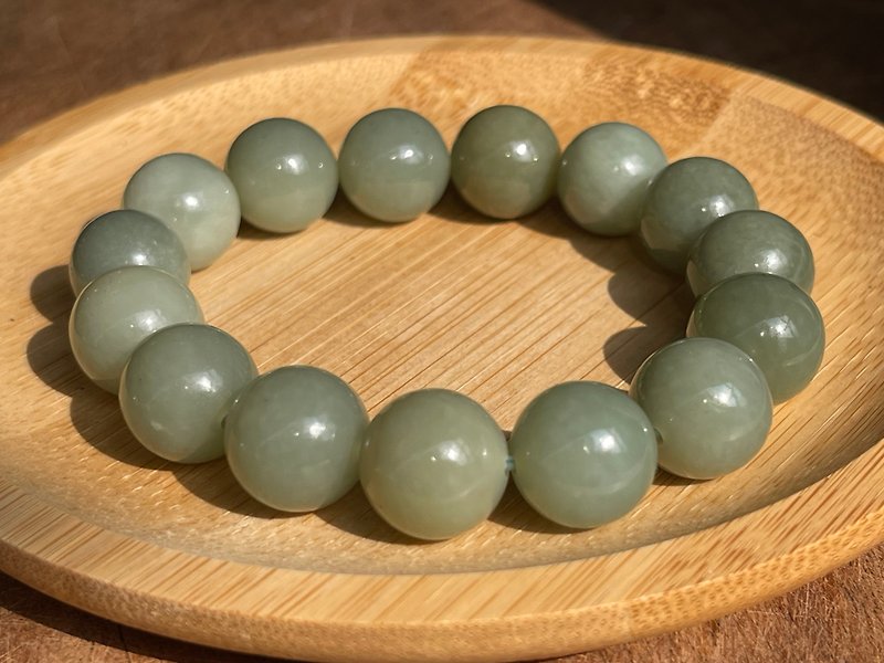 Hotan Jade Bracelet - Hotan Jade Lake is green. 14mm large particle bracelet. Gupinsuquan - สร้อยข้อมือ - หยก สีเขียว