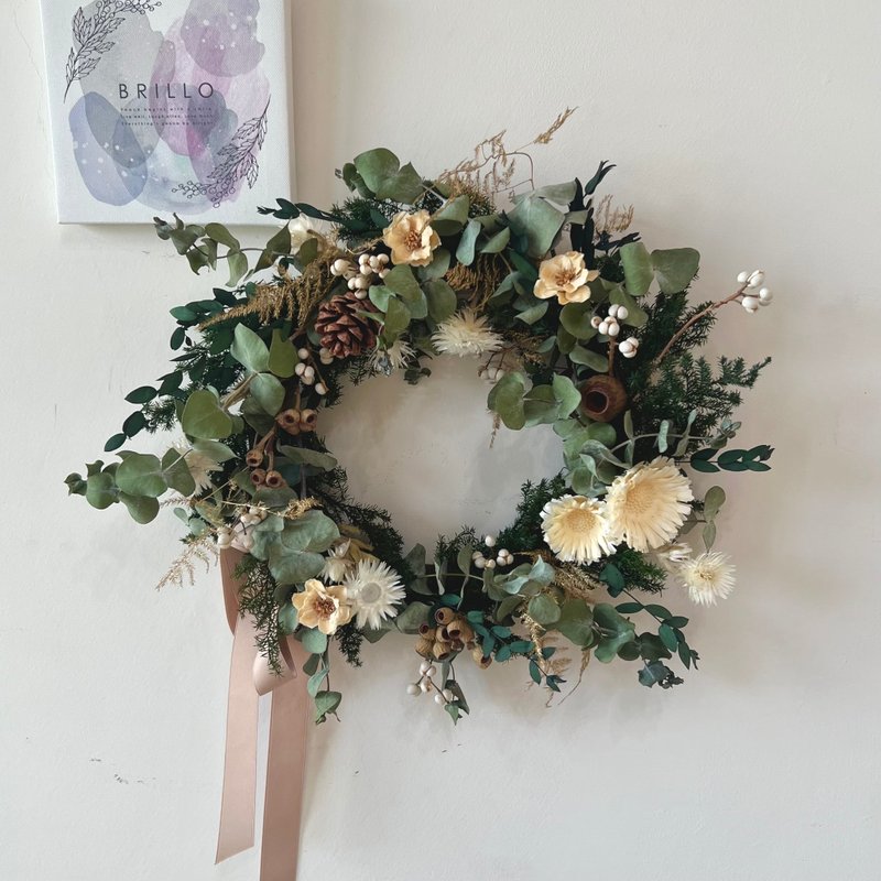 [Christmas Gift Box] Garden Immortal Cedar Christmas Wreath - ช่อดอกไม้แห้ง - พืช/ดอกไม้ 