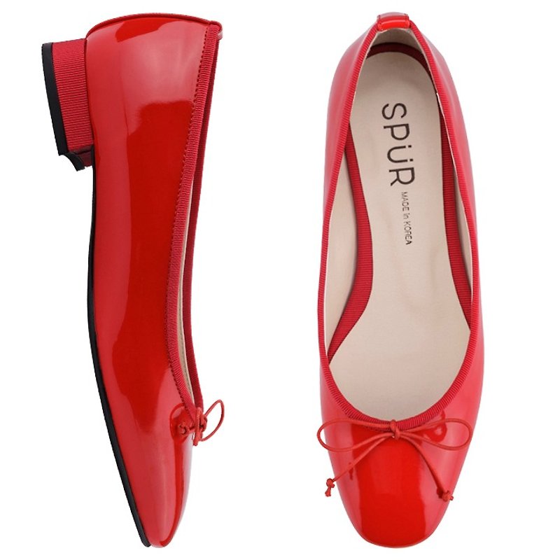 PRE-ORDER – SPUR 方形頭平底鞋 LS9041 RED - 女款休閒鞋 - 真皮 