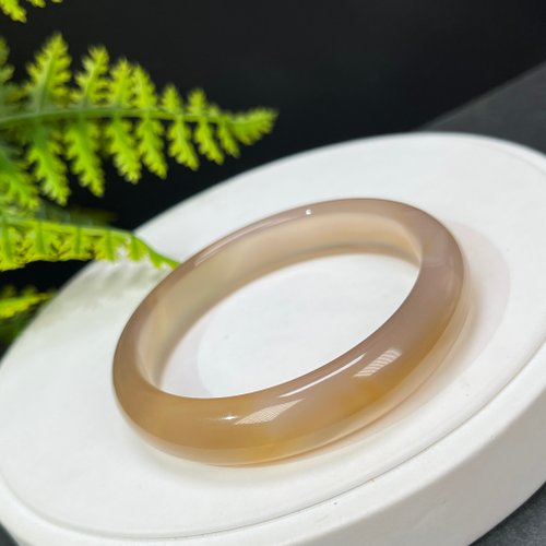 WANZAMGOK 精品 糖色瑪瑙手鐲 60MM 冰潤起光 玉髓手環 金腰帶 內圈有晶洞