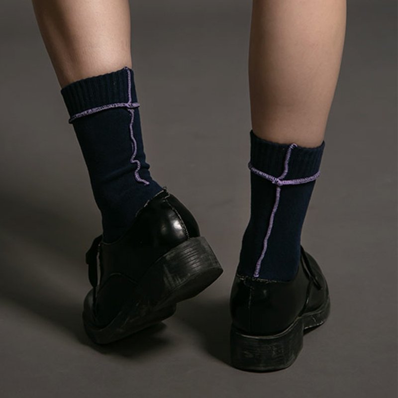 【FOOTER】Simple attitude overcoat socks (women's socks-K216M) - Socks - Cotton & Hemp Multicolor