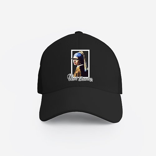 蟲蟲商號X原創設計T-shirt 戴珍珠耳環的少女 水洗棒球帽 夏日遮陽帽 可調式軟頂 戶外防曬