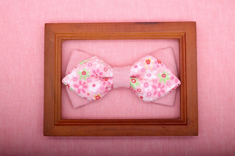 粉色小碎花領結領帶情侶套裝 - 領呔/呔夾 - 棉．麻 粉紅色
