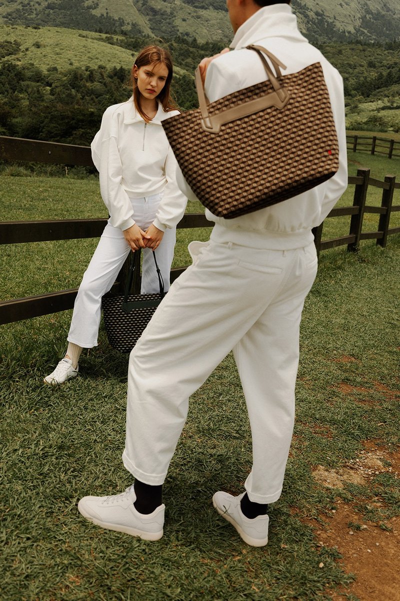 Brown presbyopic fly woven tote bag The Maison TT Brown Multi - Handbags & Totes - Cotton & Hemp Brown