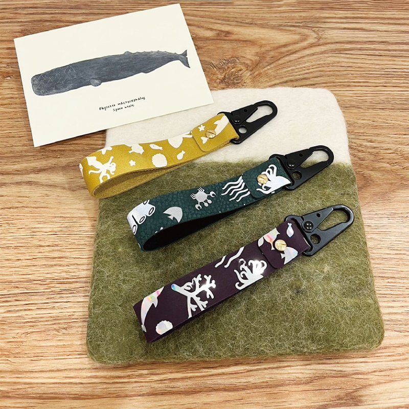 Customized Gift-Limited Edition-Japanese HMJ Exhibition Exclusive Marine Leather Keychain - Keychains - Genuine Leather Multicolor