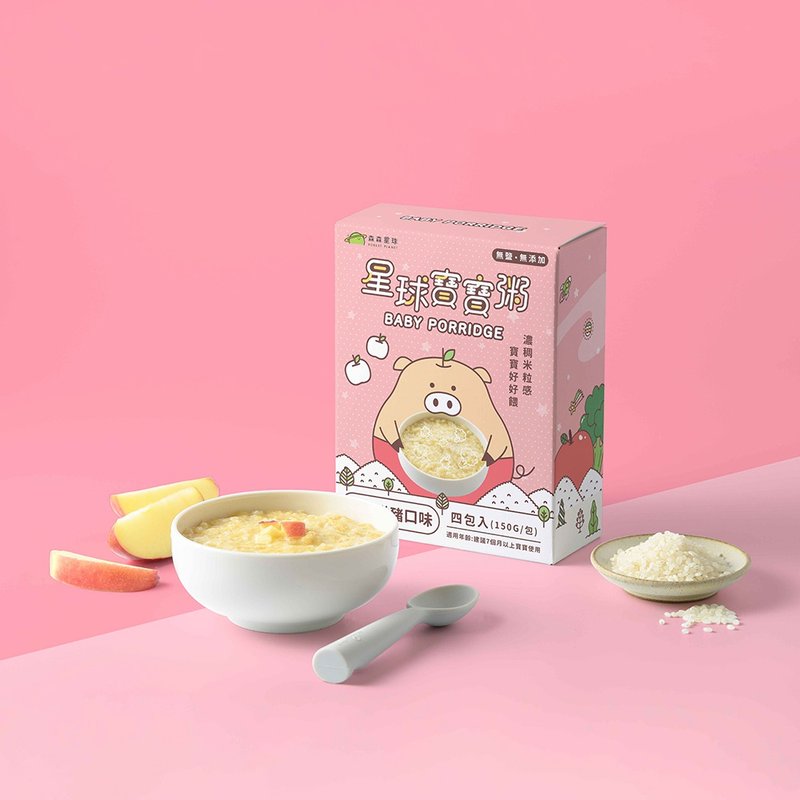 [Sensen Planet] Planet Baby Porridge - Apple Tender Pig Flavor 4 packs/box - เครื่องปรุงรสสำเร็จรูป - อาหารสด สึชมพู