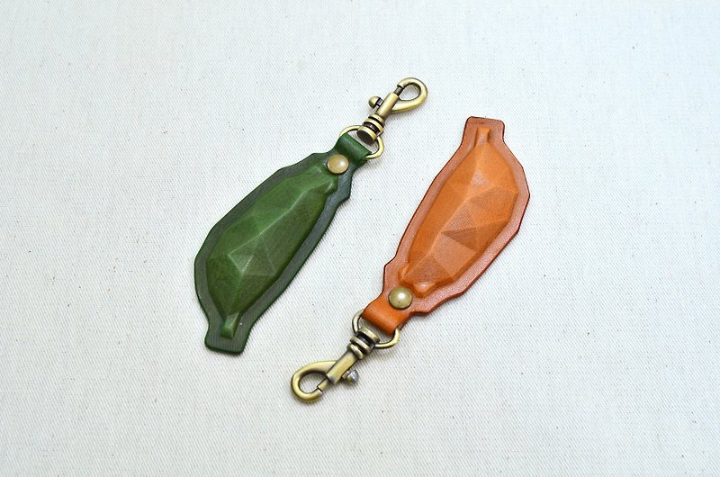 pipilala vegetable tanned three-dimensional small key ring (TEN/brown) - ที่ห้อยกุญแจ - หนังแท้ สีส้ม