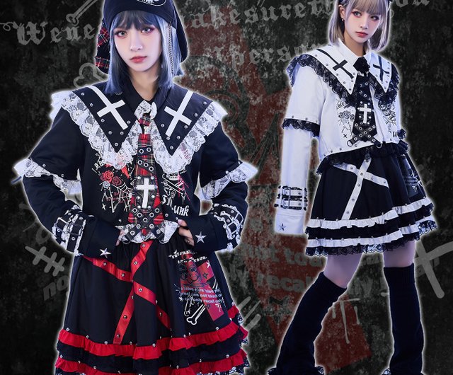 オリジナルパンク擬態スペルレースクロスセーラーカラーショート