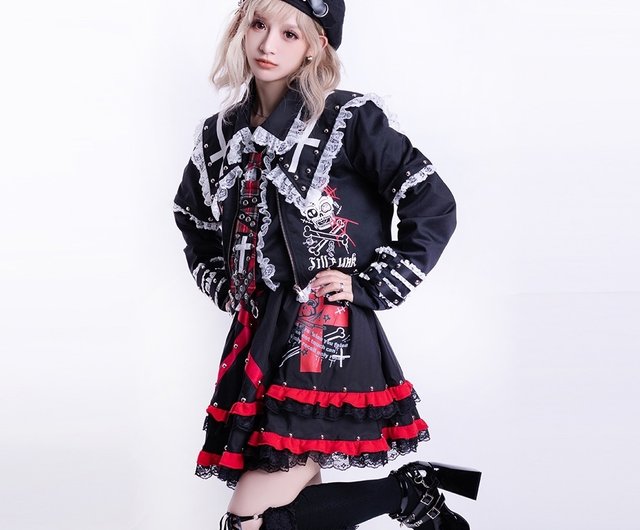 オリジナルパンク擬態スペルレースクロスセーラーカラーショート