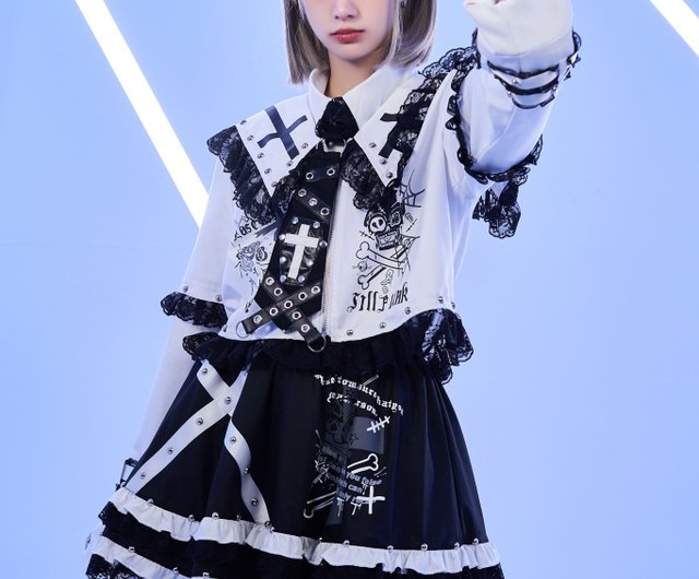 オリジナルパンク擬態スペルレースクロスセーラーカラーショート