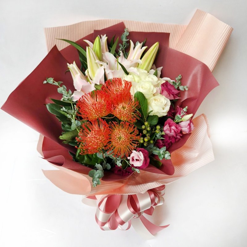 夏日煙花鮮花花束 | 畢業 生日首選 | 台北可自取 - 乾燥花/永生花 - 植物．花 紅色