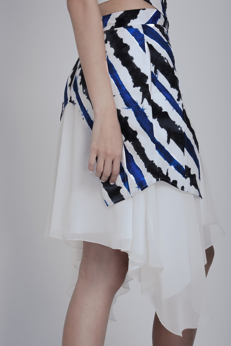 YIBO/魚尾雪紡裙 - 裙子/長裙 - 其他材質 藍色