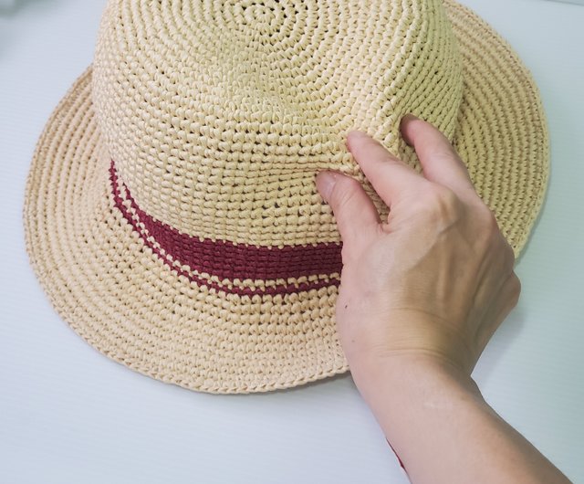 DIY kit for crochet summer hat raffia hat or hat for men - Shop argin  Handicrafts Studio Knitting, Embroidery, Felted Wool & Sewing - Pinkoi