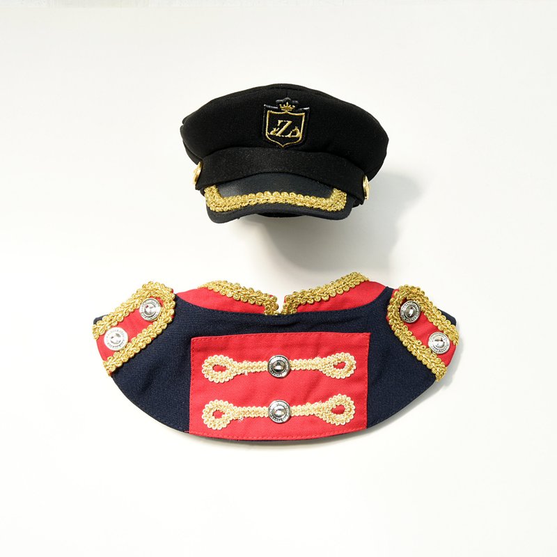 【ZAZAZOO】寵物皇家軍服套組 --軍禮服+軍禮帽 (接單訂製款) - 寵物衣服 - 棉．麻 藍色